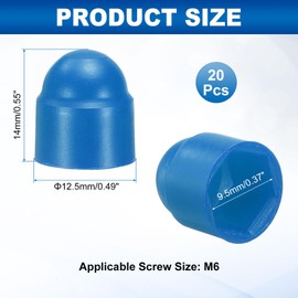 sourcing map 20Pcs Hex Nut Cover, M6x10x14mm Plastic Dome Nut Protection Cap Hex Screws Bolt Covers for Indoor Outdoor Furniture Automotive Bolts Decoration, Blue