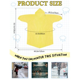 Tarpop 40 Pack Disposable Rain Ponchos for Adults Disposable Ponchos Pack with Drawstring Hood Elastic Sleeves Raincoat for Camping