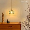 Shenmoyl Pendant Light with Green Striped Glass Lmapshade, Brass Vintage