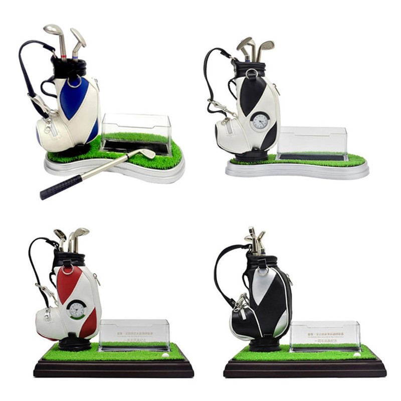 YUTONG Golf Desk Ornament with Clock, Cart Holder, 3 Aluminum
