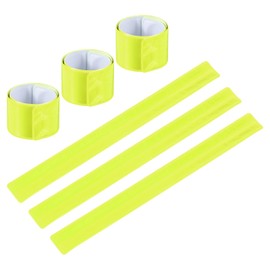 PATIKIL 6pcs Reflective Slap Bands Reflector Band Snap Bracelet Armband for Night Jogging Cycling Running Hiking High Visibility Safety Reflector Wrist Strap Fluorescent Yellow