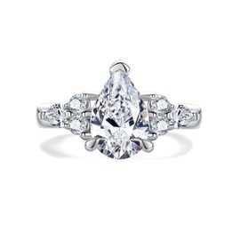 Gobaalele 3CT Cubic Zirconia Engagement Ring Pear Cut 5A Grade D Color CZ Wedding Ring Simulated Diamond Promise Anniversary Ring for Women Size7