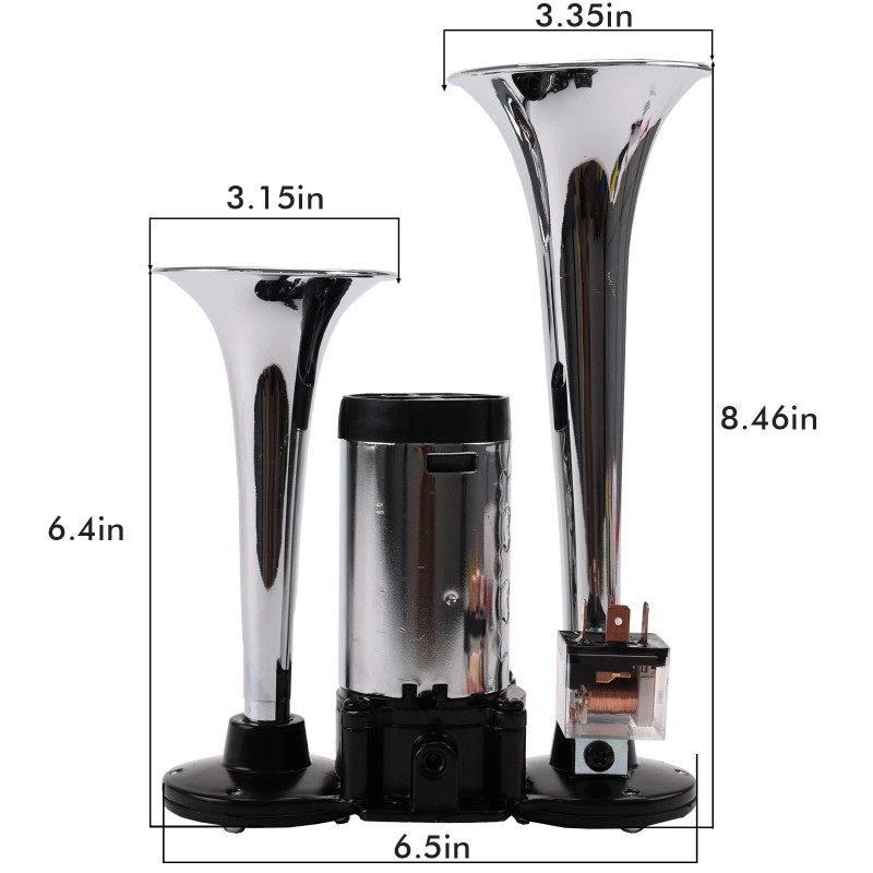 FARBIN 12V Car Horn Super Loud Double Pipe Air Horn