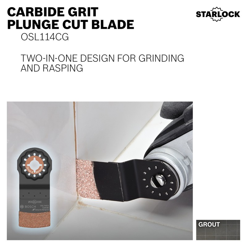 BOSCH OSL114CG Starlock Oscillating Multi Tool Carbide Grit Plunge Cut