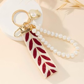 Uoocg Pearl Key Fob Short with Key Ring for Women Elegant Keychain Aesthetic (Pink), red