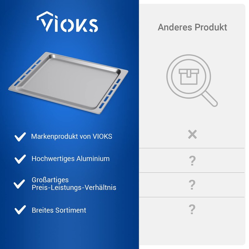 VIOKS Deep Baking Tray, Replacement for Whirlpool 481241838127 (445 x