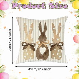 Pack of 2 Easter Cushion Covers, Rabbit, Decorative Cushion Covers, Easter, Linen Cushion Cover, Rabbit Cushion Cover, Easter 45 x 45 cm, Easter Cushion Covers Rabbit for Couch, Bedroom, Living Room,