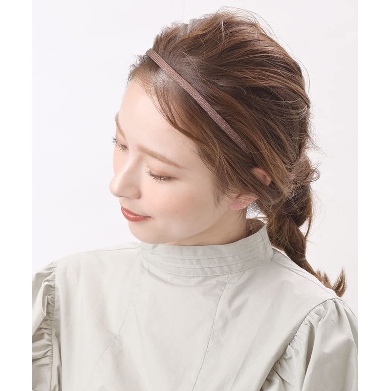 Vingtaine HK-273-BR- Headband with Glitter Thin Solid Color Delicate Office