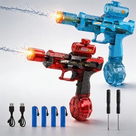 Electric Water Gun, LED Ejection Effect, High Speed Continuous Shooting, 26.2 - 32.8 ft (8 - 10 m), Shooting Distance, USB Charging, 16.9 fl oz (500 ml), Large Capacity, For Children and Adults