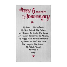 Gezxin 6 Month Anniversary Card for Boyfriend Girlfriend Him Her- Happy 6th Six Sixth Months Anniversary Keepsake Gifts