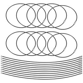 Llavero de acero inoxidable, anillo de bloqueo de tornillo recubierto de nailon, diámetro de alambre 2 mm, longitud 30 cm, negro, 20 piezas