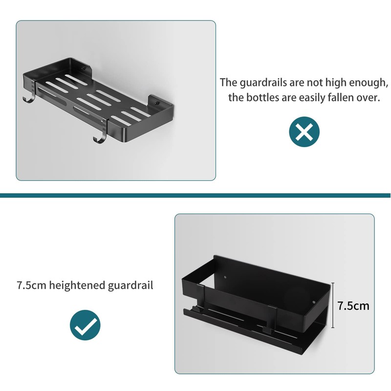 EXLECO Hanging Shower Shelf Stainless Steel Black