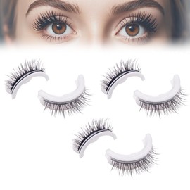 Mintiml Self Adhesive Eyelashes,2025 New Reusable False Eyelashes Manga Lashes 3D Natural Look Press On Lashes,No Glue Needed,Fluffy Fake Lashes Cat Eye Pre Glued Strip Eyelash (L09 Style/3 Pair)