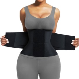 FeelinGirl Workout Waist Trainer Underbust Corsets Cincher Blet Hourglass Neoprene Body Shaper for Women Black L