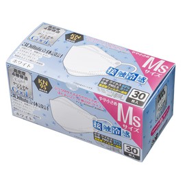 [AENA] 4層構造 接触冷感 不織布マスク (ホワイト/MSサイズ：少し小さめ / 30枚入) おしゃれ 使い捨て 冷感 マスク (女性用 子供用/息がしやすい/耳が痛くなりにくい) 飛沫防止