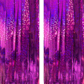 Rose Red Backdrop Streamers AILEXI 2 Pack 1 m x 2 m Metallic Tinsel Foil Fringe Curtains for Photo Booth Party Decor