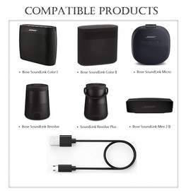 Charger Charging Cable Cord Compatible for Bose SoundLink Color I, II, III, Bose SoundLink Mini 2 II, Micro, SoundLink Revolve, Revolve Plus, Soundwear Companion Wearable Bluetooth Speaker USB Cable…
