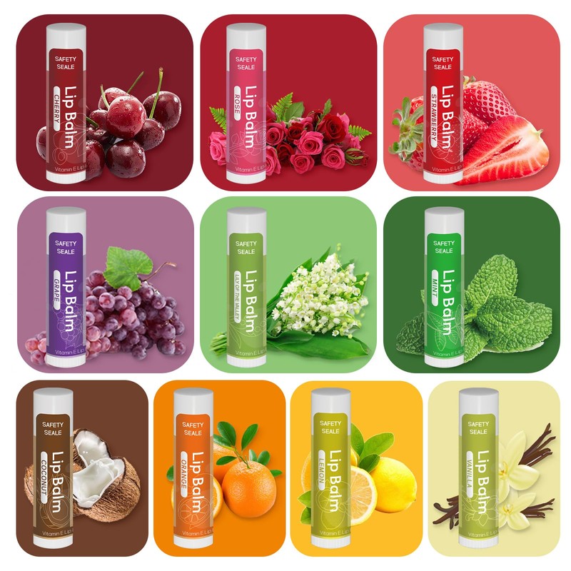 10 Pack Natural Lip Balm Bulk with Vitamin E and