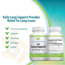 Daily Lung Cleanser & Detox Support Supplement | Refresh Your Lungs to Breath Easier | Relieve Respiratory Problems & Address Problems Like Allergies, Wheezing and Coughing | 60 Capsules