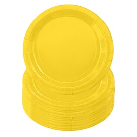 16PCS Sunflower Yellow Paper Plates 23cm,Disposable Paper Plates 9 inch Solid Color Paper Round Dinner Plates Tableware Party Plates for Birthday,BBQs,Picnic,Kids Shower Party Plates Supplies