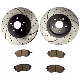 Atmansta Front Drilled Brakes Rotors and Ceramic Pads for 2003 2004 2005 Subaru Outback