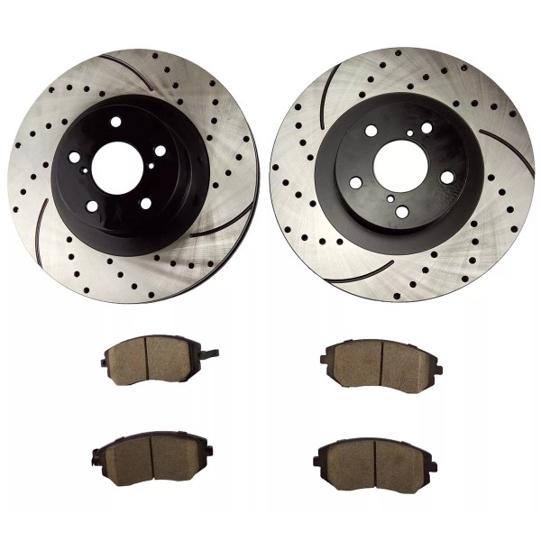 Atmansta Front Drilled Brakes Rotors and Ceramic Pads for 2003