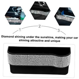 Ipetboom Bling Sparkle Car Seat Gap Filler Rhinestone Console Organizer Pocket Practical Storage Box for Car Interior Easy Installation Water Washable Fit for All Vehicles