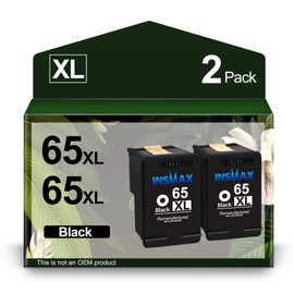 INSMAX 65XL Black Ink Cartridge Replacement for HP 65 65XL 65XXL Work with HP Envy 5070 5014 5055 5000 5052 5010 DeskJet 3755 3700 2600 (2 Black)