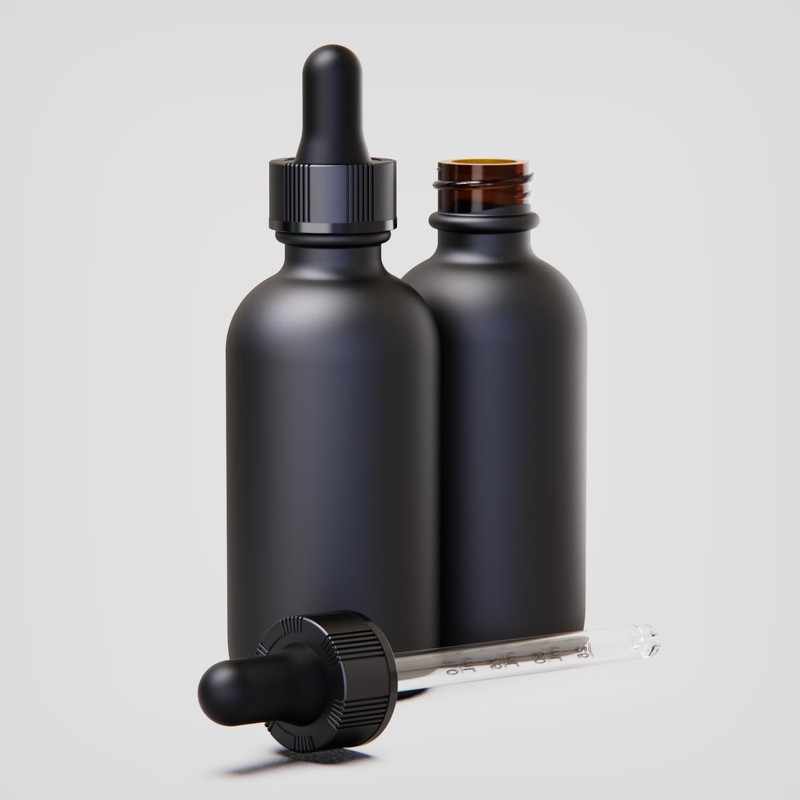 seafulee 60ml Black Coated Glass Bottle with Glass Eye Dropper,