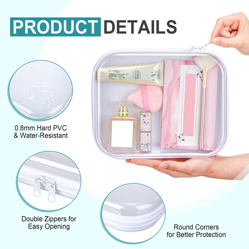 Sanwuta 10 Pcs Hard Zipper Case Clear Hard Pouches Plastic