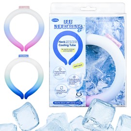 Dr Chilly Ice Ring，Neck Cooling Tube, Hands Free Cooling, Quick Freeze Gel, Wearable Body Coolers for Hot Weather, Reusable, Adjustable Fit(Gradient Pink)