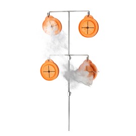 EverECO Americas Reactive Shooting Targets - 4 Pack Biodegradable Targets with 2 Stainless Steel Stands | Eco-Friendly Clay Pigeon | Visual Impact, Outdoor Gun Range Accessories, Made in USA