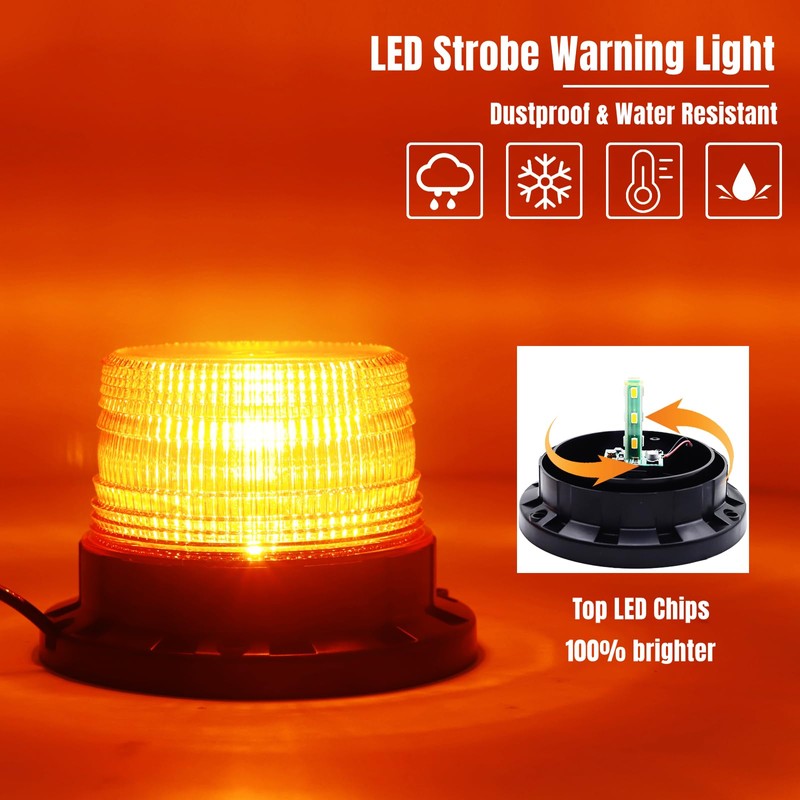 NWpangu LED Warning Strobe Light, 9V-30V Amber LED Flash Beacon