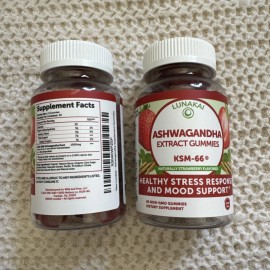 Lunakai Ashwagandha Extract 60 Gummies KSM-66 Non-GMO Strawberry Fla 2 bottles