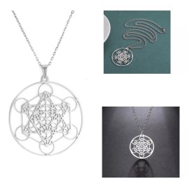 Collar Cubo De Metraton Arcángel Plateado