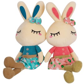 Set of 2 Easter Bunny Plush for Kids, 18.3" Easter Stuffed Animal, Big Rabbit Toys Cute Birthday Gifts for Boy Girl, Pink & Blue