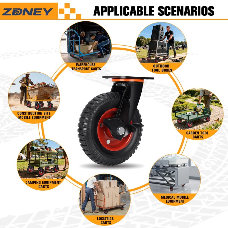 ZDNEY 8"x2" Heavy Duty Casters Set of 4, 3600LBS Capacity