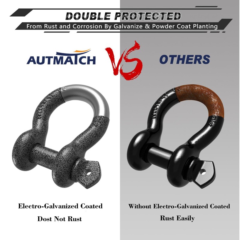 AUTMATCH D Ring Shackle 3/4" Shackles (2 Pack) 41,887Ibs Break