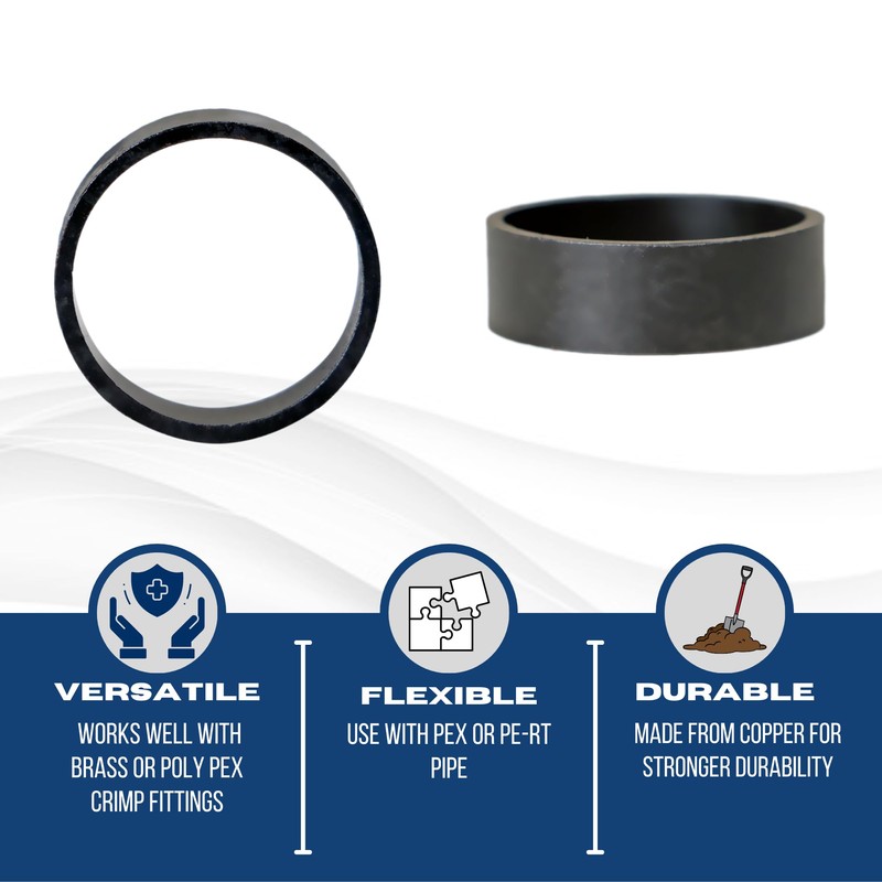 XFITTING 3/4 Inch Copper Pex Ring Black Oxidized Surface, 50