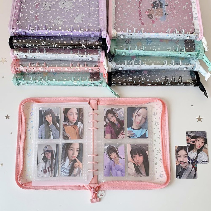Samcos Sticker Book, Star Pattern, A5 Size, Seal Binder, 6-Hole
