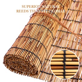 Tgzwme Reed Curtain, Bamboo Light Filtering Roller Shades,47" W x 71" H Retro Natural Roll Up Window Blind for Outdoor Indoor