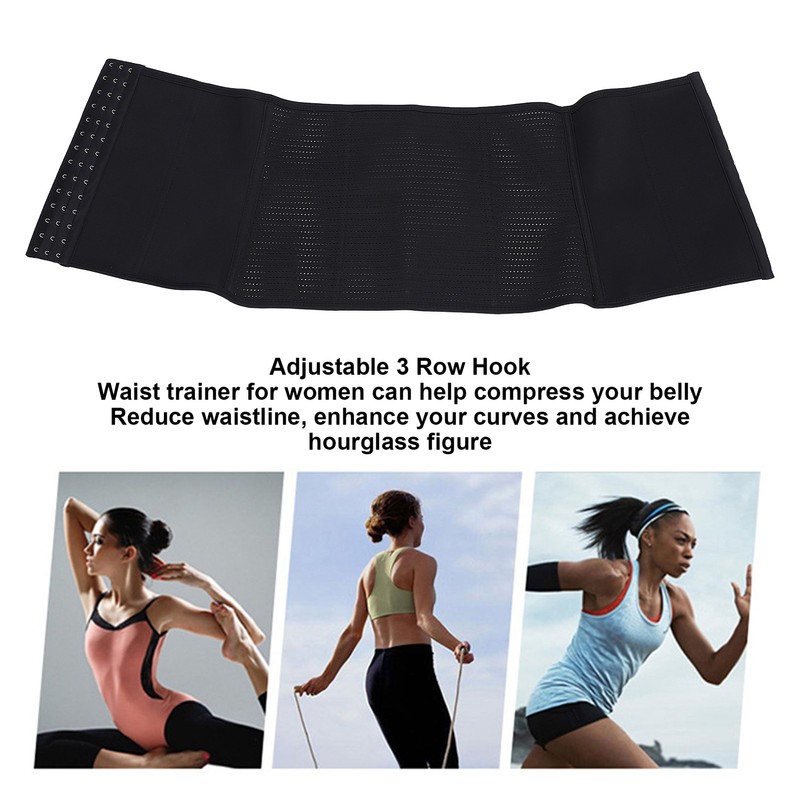 Waist Trainer Corset Shapewear Tummy Control 3 Row Hook Black