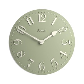 Jones Clocks® Betty wall clock | Modern convex clock | 30cm | Sage green | Ideal for the kitchen, living room, office or bedroom