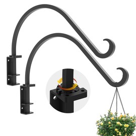 Swivel Plant Hanging Hooks Heavy Duty (2 Pcs-12 Inches) - Black Iron Plant Hanger Bracket for Flowers Baskets Planter Pots Bird Feeder Lanterns Wind Chimes Outdoor Indoor