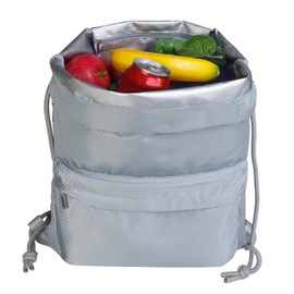 Moyad Insulated Lunch Bag for Men and Women - Drawstring Cooler Backpack 18L Lunchbox with 3 Pockets for Beach, Camping, Hiking, Park and Work, Gray & Honeycomb Pattern