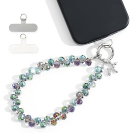 richginker Crystal Phone Wrist Strap Phone Charm Chain Keychain Beaded Cellphone Lanyard with Tether Tab Hands-Free Wristlet Bracelet Wrist Grip Strap for Women, D-Dark Purple