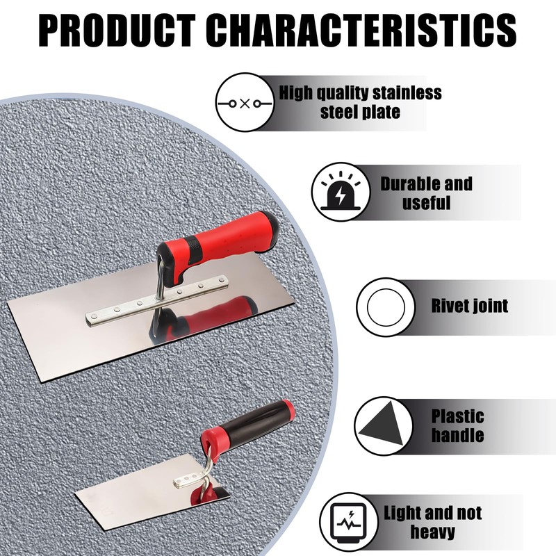 2 Pack Stainless Steel Masonry Trowel Stainless Steel Smoothing Trowel