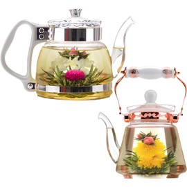 Flores de té florecientes de rosas – My Growing Love & Forever Yours Flowering Teas – Bolas de té de flores atadas a mano – Cada flor de té se puede utilizar varias veces (paquete de 2)
