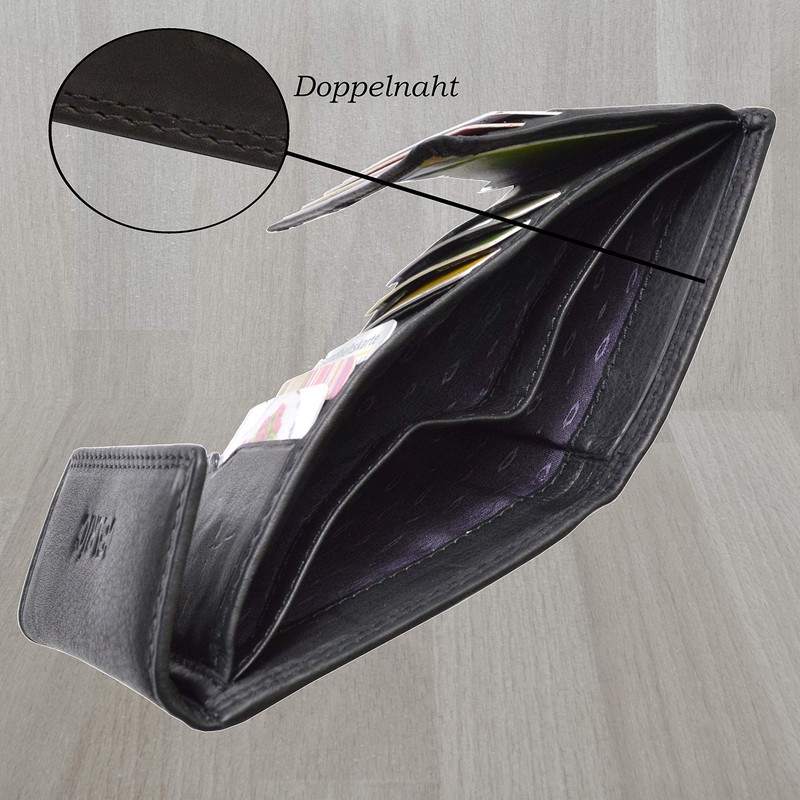 flevado Slim Lightweight Handy Black Men's Genuine Leather Wallet with