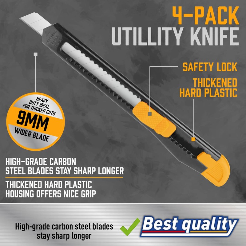 Amartisan 14-Piece Retractable Box Cutter, Utility Knifes for Boxes, Cartons,
